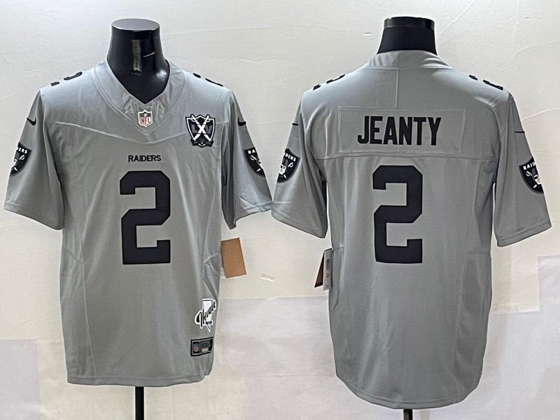 Men 2025 Oakland Raiders #2 Jeanty Grey Throwback Three generations Nike Limited NFL Jersey style 2